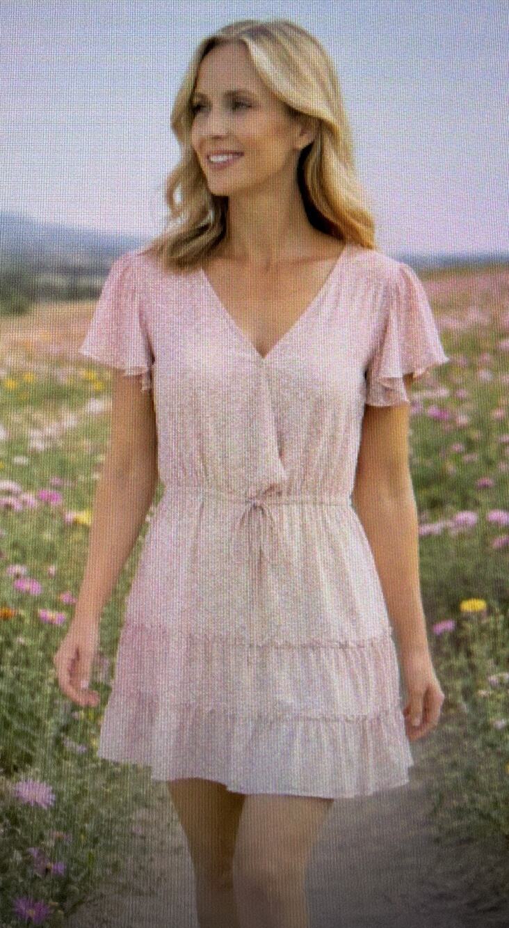 Paper Crane large Dusty Rose Floral faux Wrap Dress Pockets cottagecore Festival
